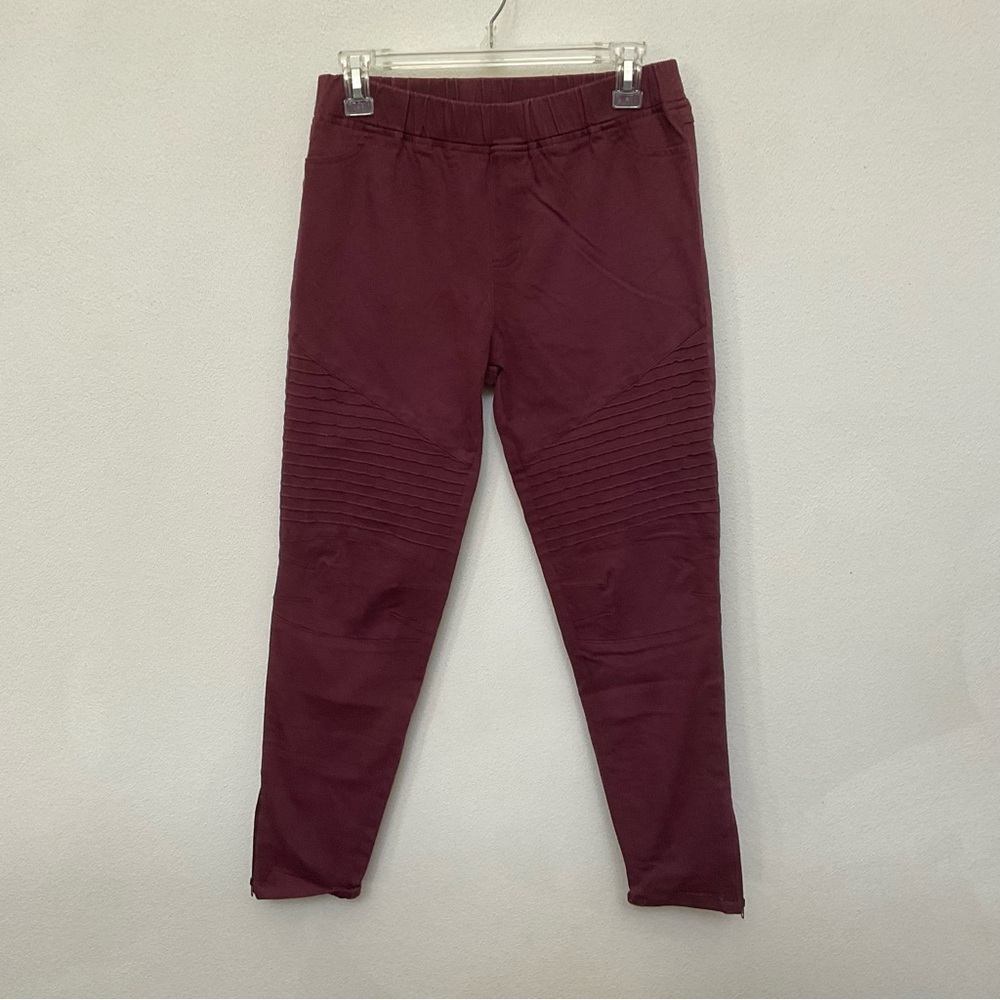 Umgee Dark Red Ribbed Leg Pull On Jeggings Size XL Fall Winter Stretchy